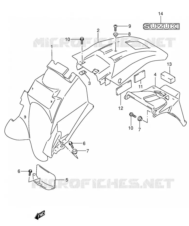 GARDE BOUE ARRIERE Suzuki MOTO 650 DR 2002  DR650SEK2(E3/E28)