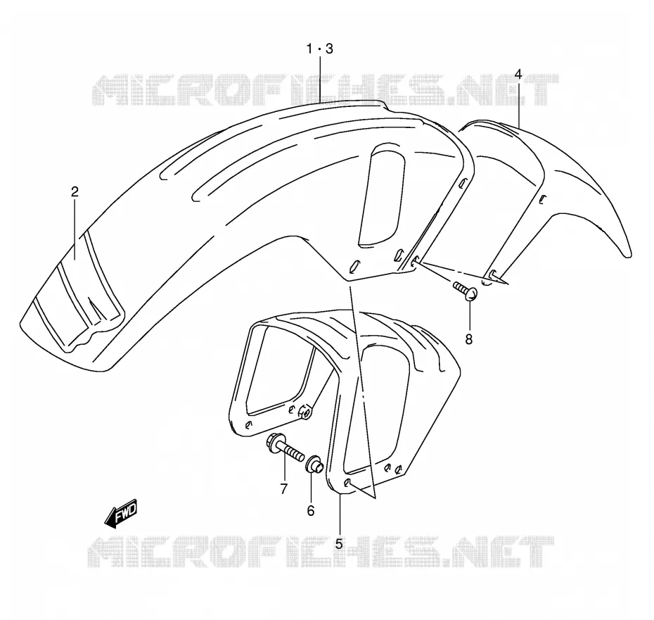 GARDE BOUE AVANT (MODELE M/N/P/R/S) Suzuki MOTO 800 DR 1992  DR800SN(E4)