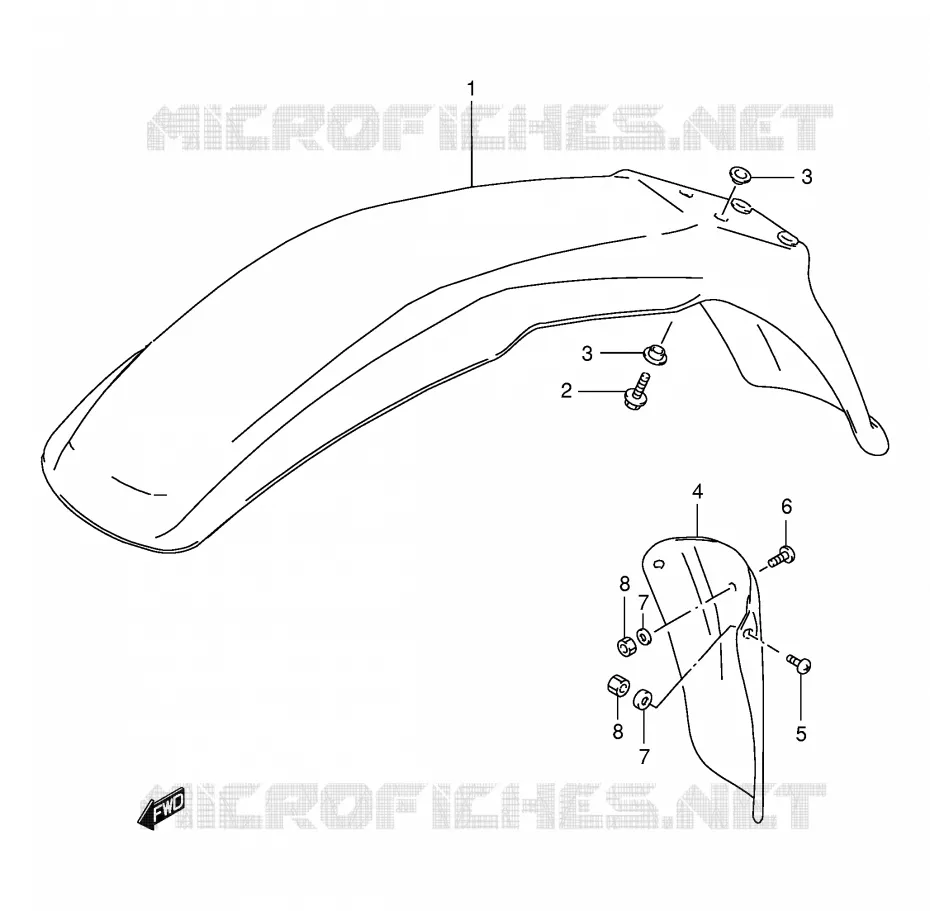 GARDE BOUE AVANT (MODELE R/S/T/V/W) Suzuki MOTO 125 DR 1998  DR125SEUW(E4)