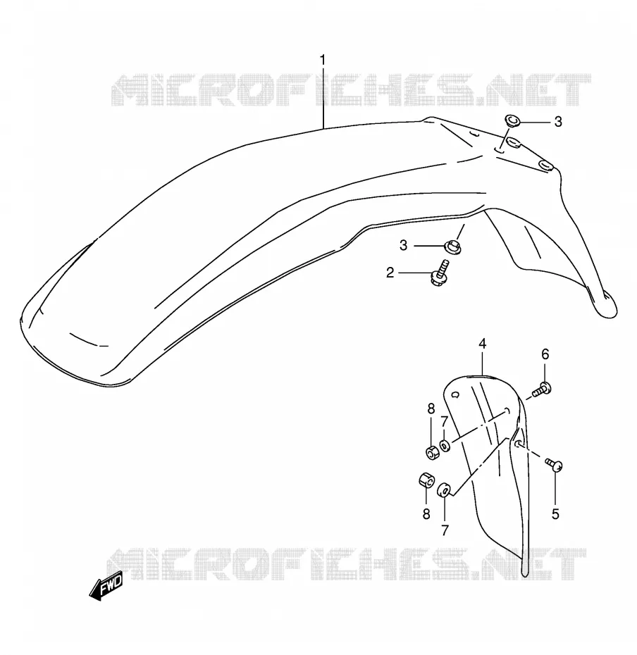 GARDE BOUE AVANT (MODELE X/Y) Suzuki MOTO 125 DR 2000  DR125SEY(E4)