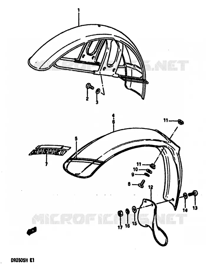 GARDE BOUE AVANT Suzuki MOTO 250 DR 1984  DR250SE(E/F/G/H)