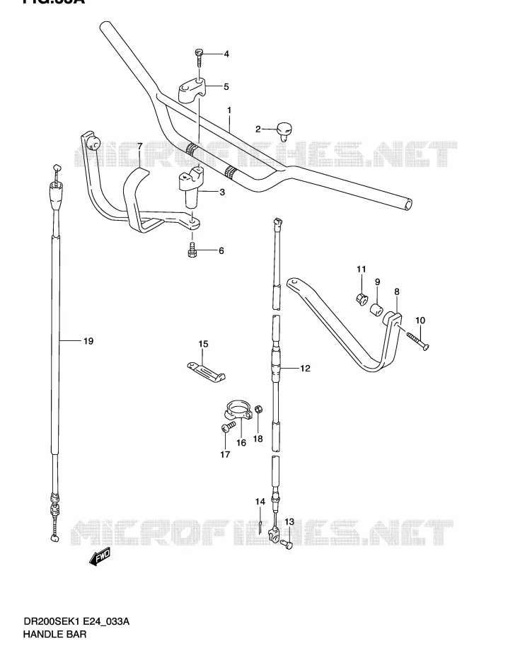 GUIDON (MODELE K2/K3/K4/K5 E24) Suzuki MOTO 200 DR 2001  DR200SEK1(E24)