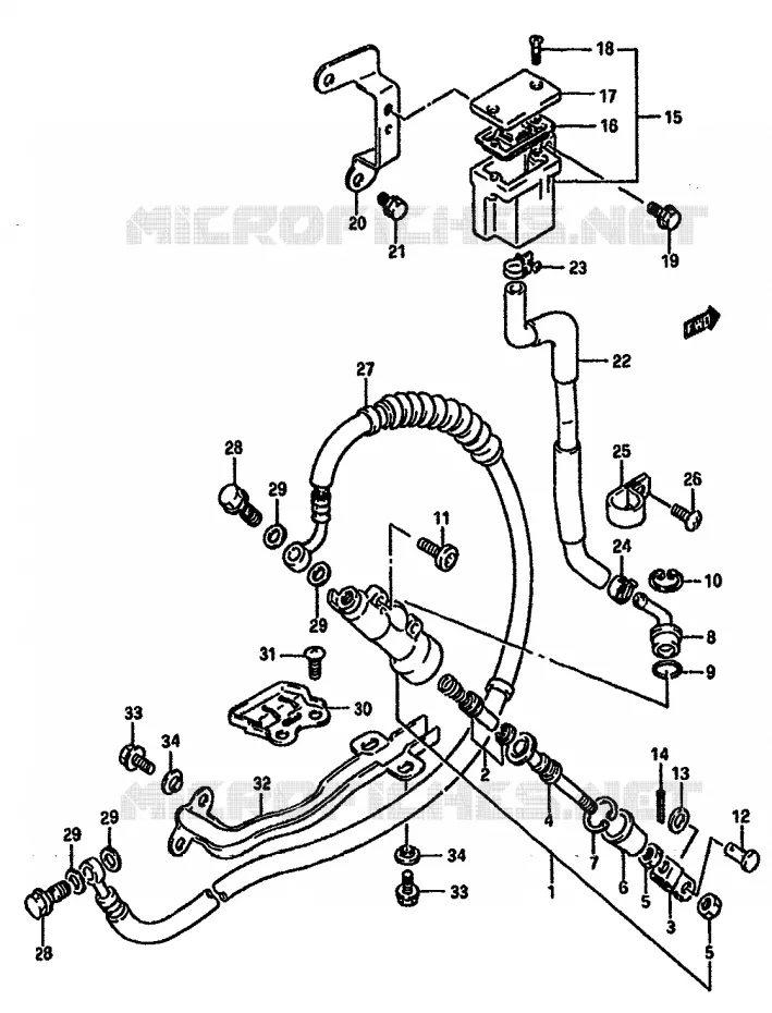 MAITRE CYLINDRE ARRIERE (MODELE K) Suzuki MOTO 750 DR 1988  DR750SJ(J/K)