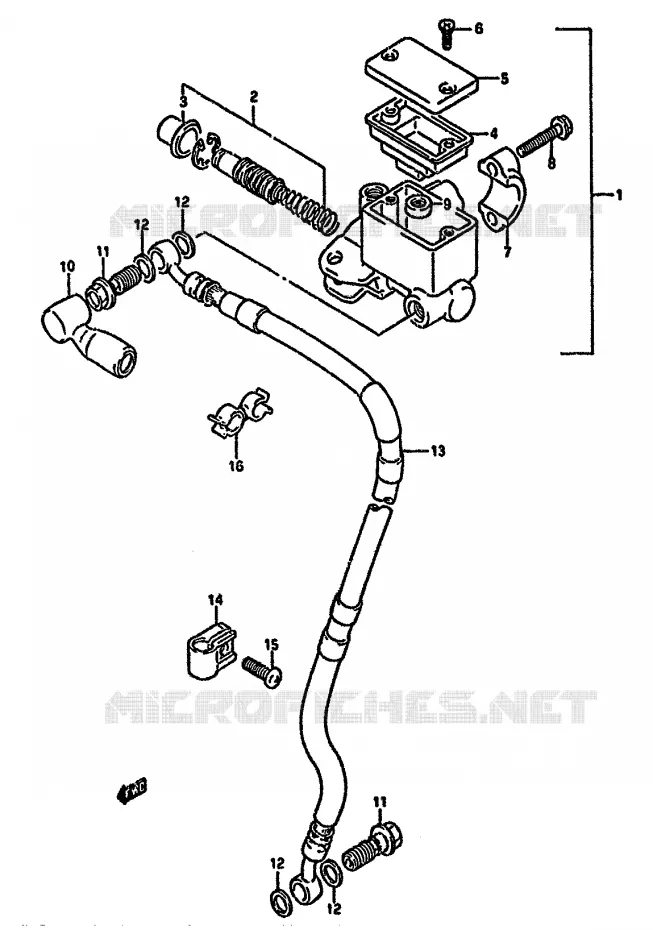 MAITRE CYLINDRE AVANT (DR350SL/SM/SN/SP/SR) Suzuki MOTO 350 DR 1990  DR350SL(L/M/N/P/R)