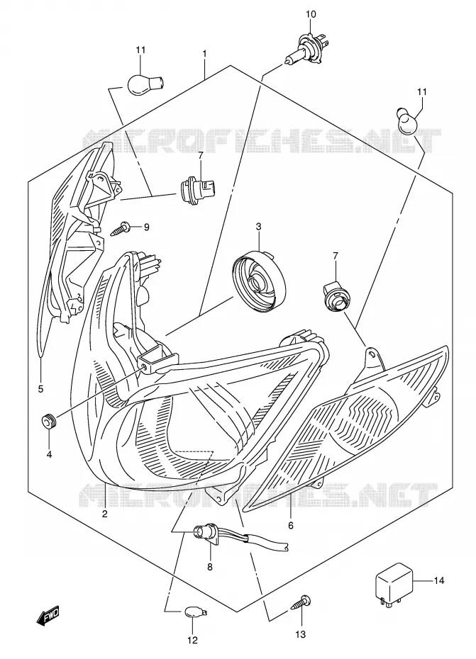 PHARE (MODELE K5/K6) Suzuki SCOOTER 400 BURGMAN 2005  AN400K5(E2)