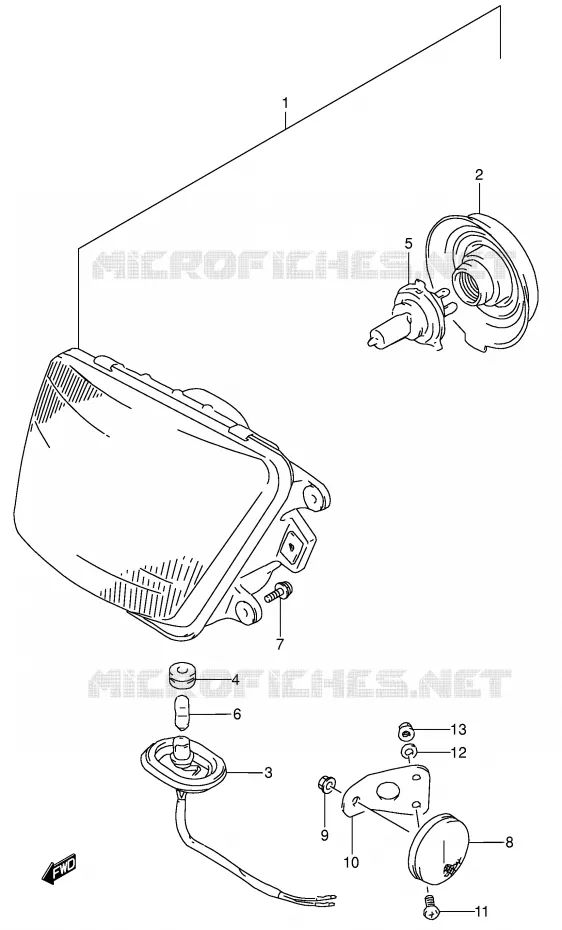 PHARE (MODELE M/N/P/R) Suzuki MOTO 650 DR 1996  DR650RSEUT(E4)