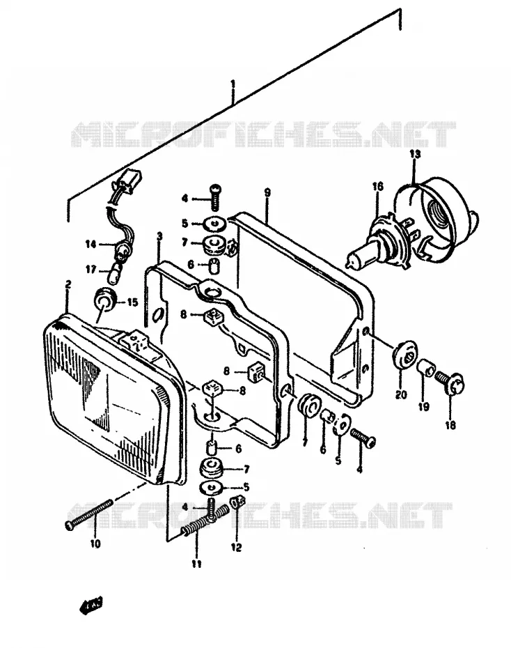 PHARE (MODELE N/P) Suzuki MOTO 650 DR 1992  DR650RN(N/P/R)
