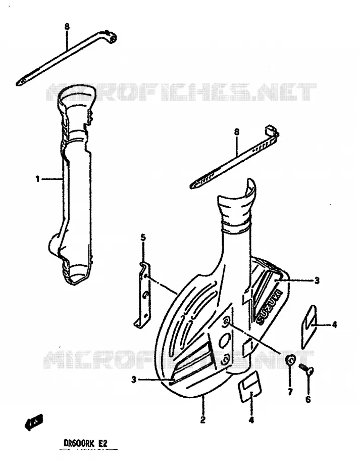 PROTECTIONS DE FOURCHE (MODELE H/J/K) Suzuki MOTO 600 DR 1988  DR600RUJ(E2)