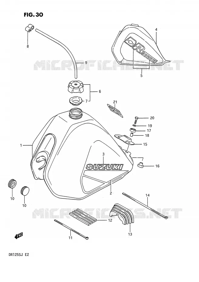RESERVOIR D'ESSENCE (MODELE F/H) Suzuki MOTO 125 DR 1987  DR125SH(E2)