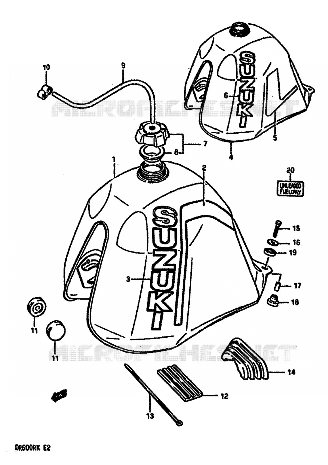 RESERVOIR D'ESSENCE (MODELE G/H) Suzuki MOTO 600 DR 1988  DR600RUJ(E2)