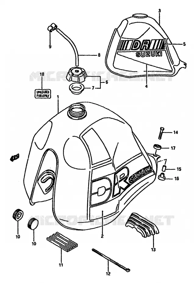 RESERVOIR D'ESSENCE (MODELE H/J) Suzuki MOTO 600 DR 1988  DR600SJ(E2)