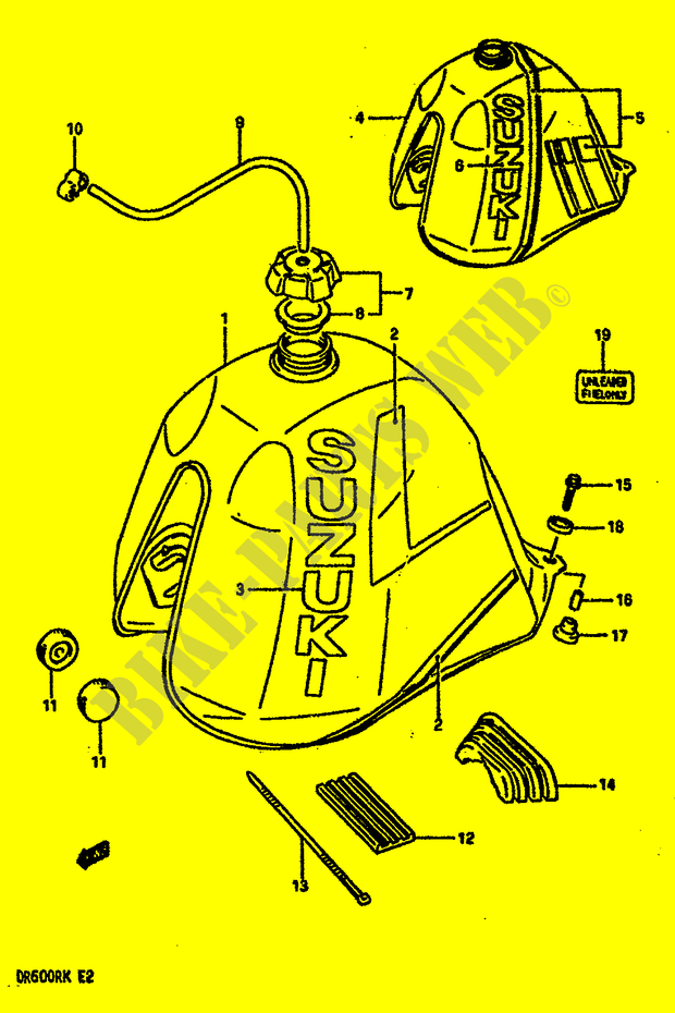 RESERVOIR D'ESSENCE (MODELE J/K) pour Suzuki DR 600 1986