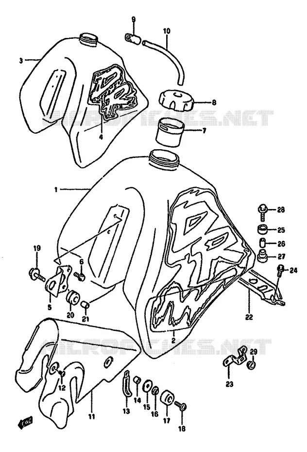 RESERVOIR D'ESSENCE (MODELE N/P E24) Suzuki MOTO 350 DR 1992  DR350SN(L/M/N/P/R)