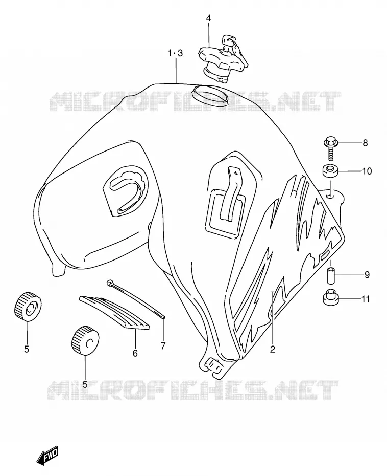 RESERVOIR D'ESSENCE (MODELE N/P/R/S) Suzuki MOTO 650 DR 1992  DR650RSEUN(E4)