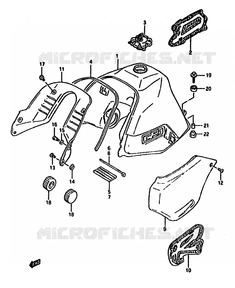 RESERVOIR D'ESSENCE (MODELE P) Suzuki MOTO 650 DR 1994  DR650RUR(N/P/R)