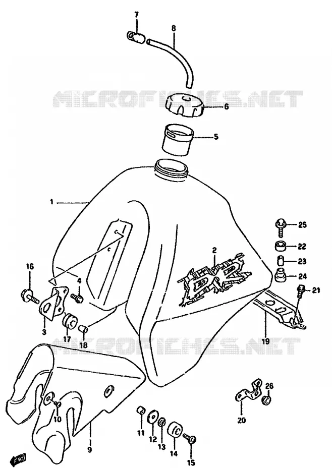 RESERVOIR D'ESSENCE (MODELE R E24) Suzuki MOTO 350 DR 1994  DR350SHR(L/M/N/P/R)