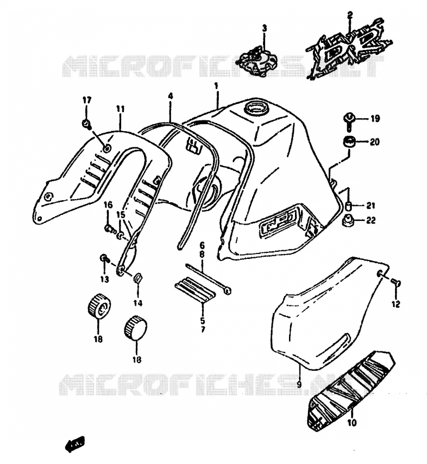 RESERVOIR D'ESSENCE (MODELE R) Suzuki MOTO 650 DR 1992  DR650RN(N/P/R)