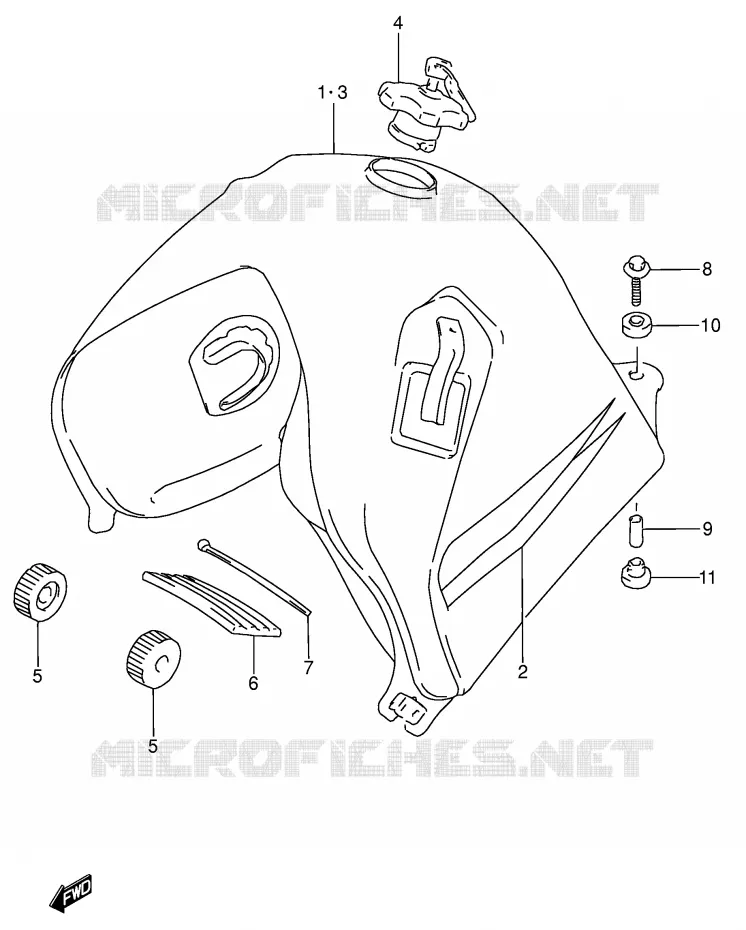 RESERVOIR D'ESSENCE (MODELE T) Suzuki MOTO 650 DR 1995  DR650RSES(E4)