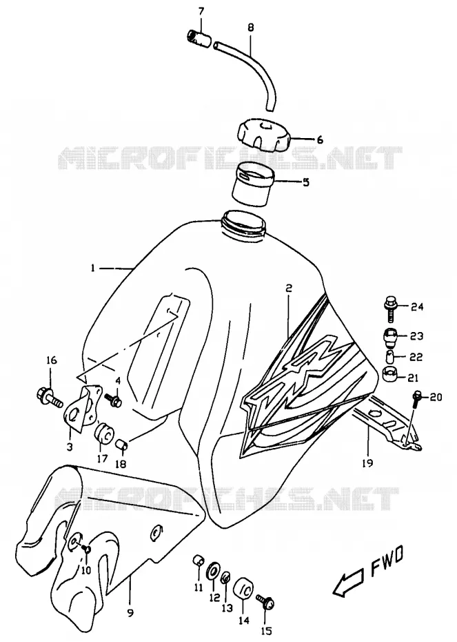 RESERVOIR D'ESSENCE (MODELE X) Suzuki MOTO 350 DR 1999  DR350X(V/W/X)