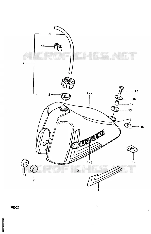 RESERVOIR D'ESSENCE (RM50N, RM50T) Suzuki MOTO 50 RM 1981  RM50X(C/N/T/X)