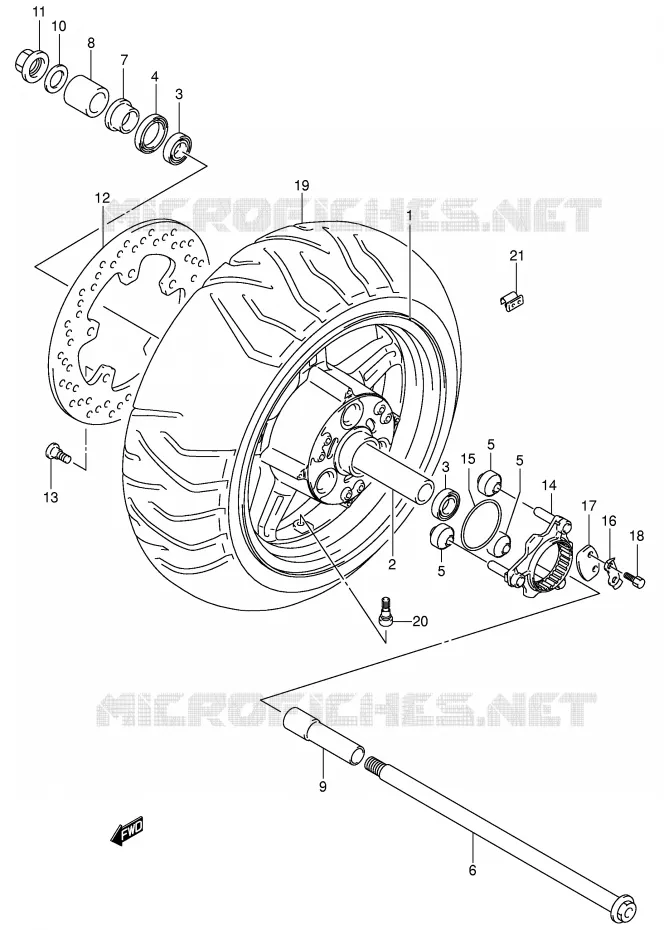 ROUE ARRIERE (AN650K4/K5) Suzuki SCOOTER 650 BURGMAN 2004  AN650K4(E2)