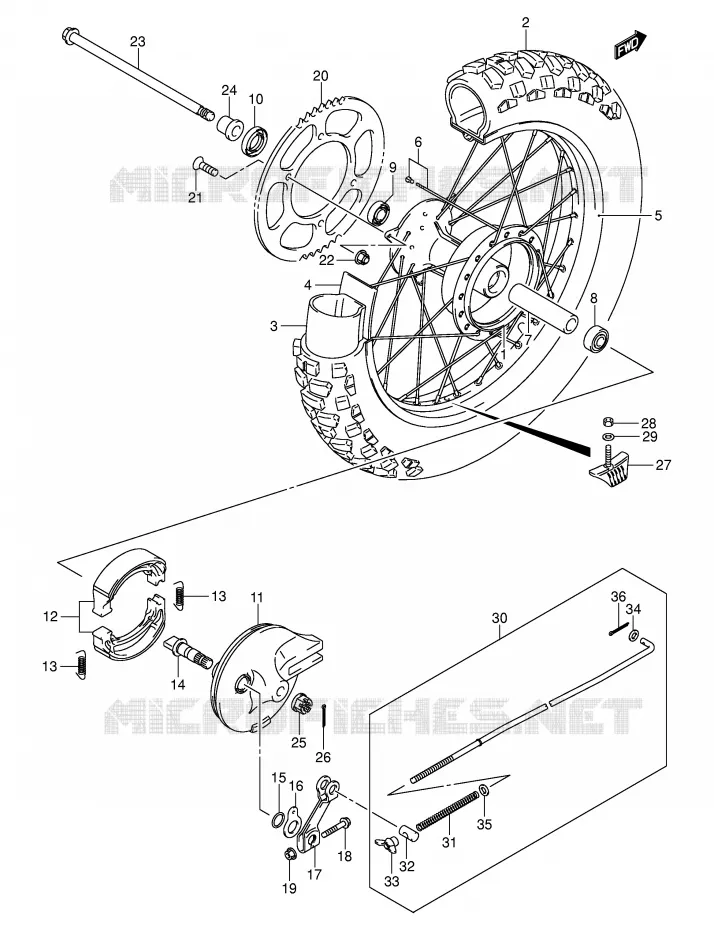 ROUE ARRIERE (DR-Z125LK3) Suzuki MOTO 125 DR-Z 2003  DR-Z125LK3(E3/E28)