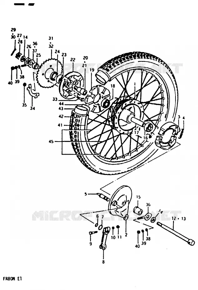ROUE ARRIERE (FR80B, N) Suzuki SCOOTER 80 FR 1981  FR80M(M/B/N)