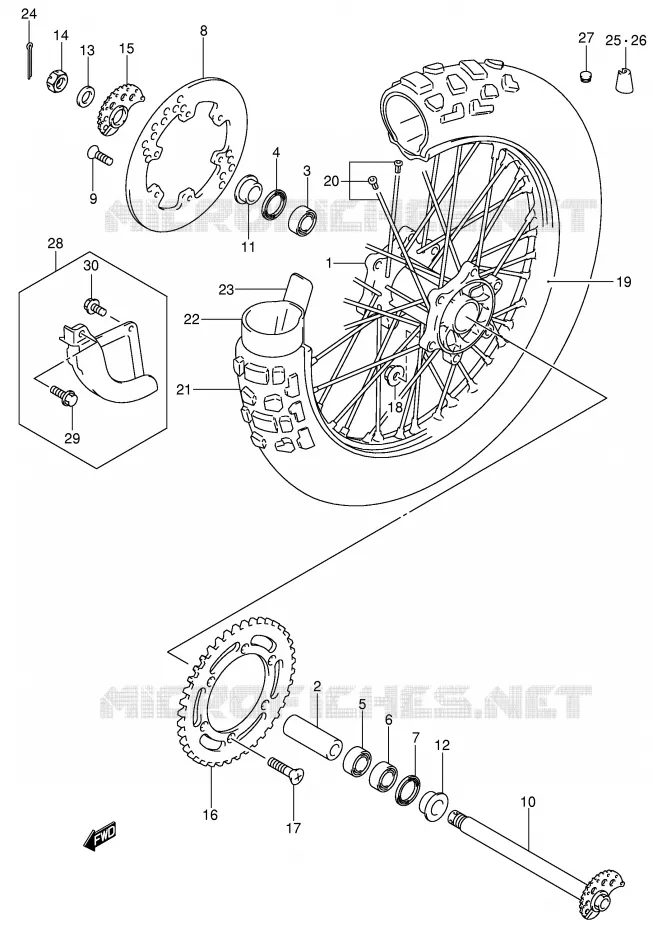 ROUE ARRIERE Suzuki MOTO 400 DR-Z 2000  DR-Z400SY(E3/E28)