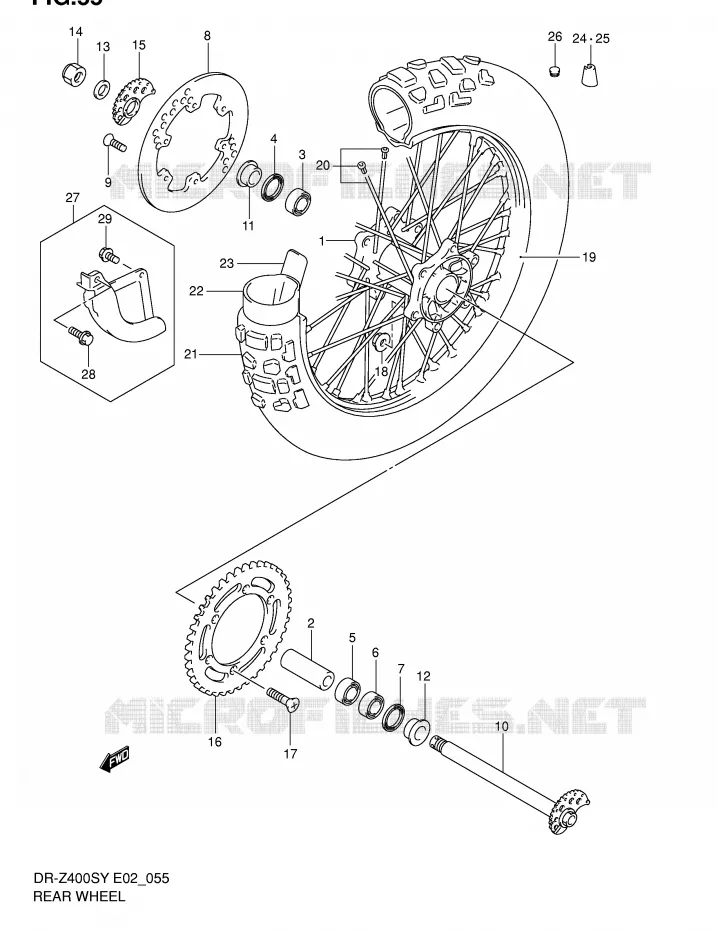 ROUE ARRIERE Suzuki MOTO 400 DR-Z 2002  DR-Z400SK2(E2)