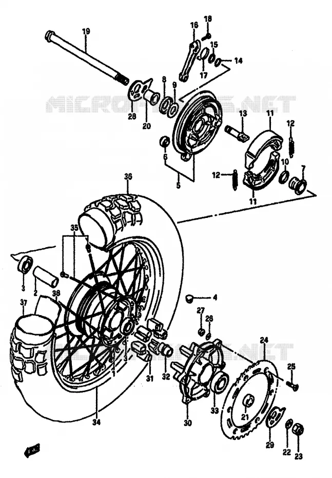 ROUE ARRIERE Suzuki MOTO 600 DR 1989  DR600SK(E2)