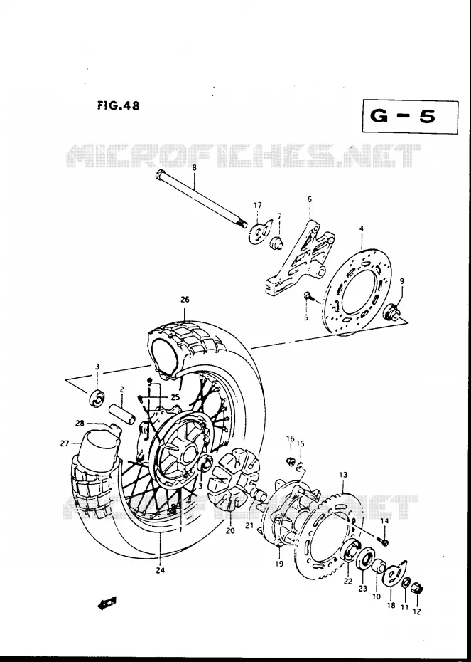 ROUE ARRIERE Suzuki MOTO 650 DR 1990  DR650SL(L/M)