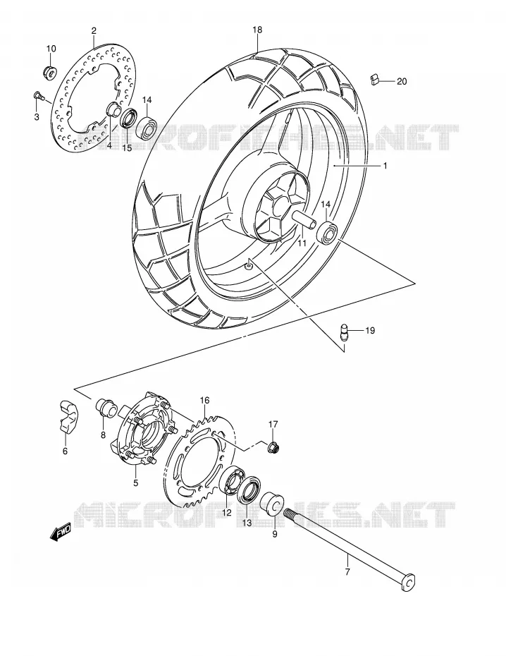 ROUE ARRIERE Suzuki MOTO 650 V-STROM 2004  DL650K4(E2)