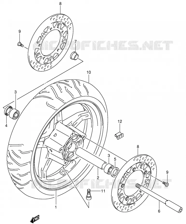 ROUE AVANT (AN650K4/K5) Suzuki SCOOTER 650 BURGMAN 2003  AN650K3(E2)