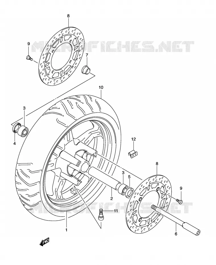 ROUE AVANT (MODELE K3) Suzuki SCOOTER 650 BURGMAN 2005  AN650AK5(E2)