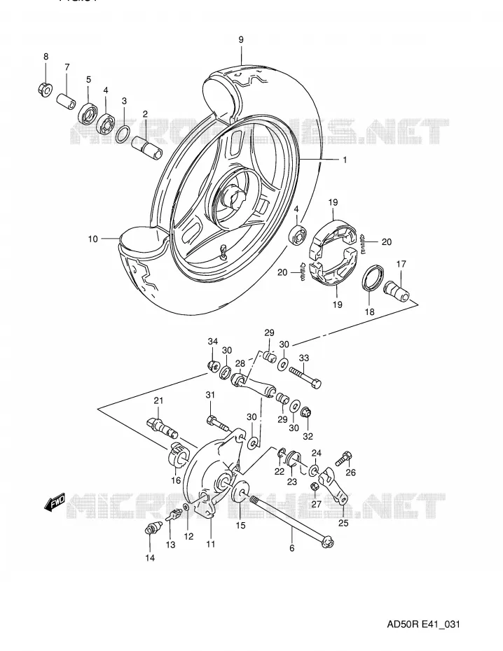ROUE AVANT (MODELE L/M E41) Suzuki SCOOTER 50 AD 1991  AD50M(E41)