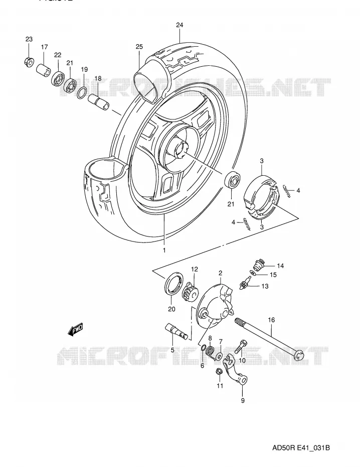 ROUE AVANT (MODELE M E6,P9,E94) Suzuki SCOOTER 50 AD 1994  AD50R(E41)