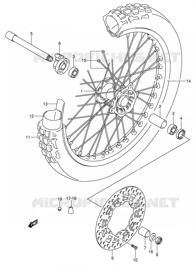 ROUE AVANT Suzuki MOTO 400 DR-Z 2001  DR-Z400SK1(E3/E28)