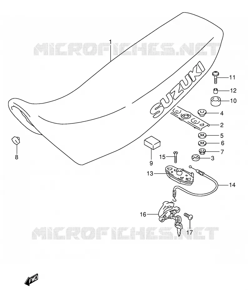 SELLE (MODELE M/N/P/R) Suzuki MOTO 650 DR 1992  DR650RSEN(E4)
