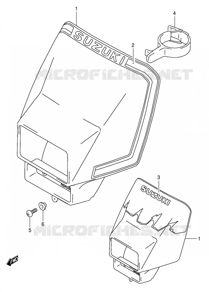 SUPPORT - CARENAGES DE PHARE (MODELE L/M) Suzuki MOTO 350 DR 1991  DR350M(E1)