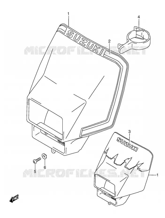 SUPPORT - CARENAGES DE PHARE (MODELE L/M) Suzuki MOTO 350 DR 1992  DR350N(E3)
