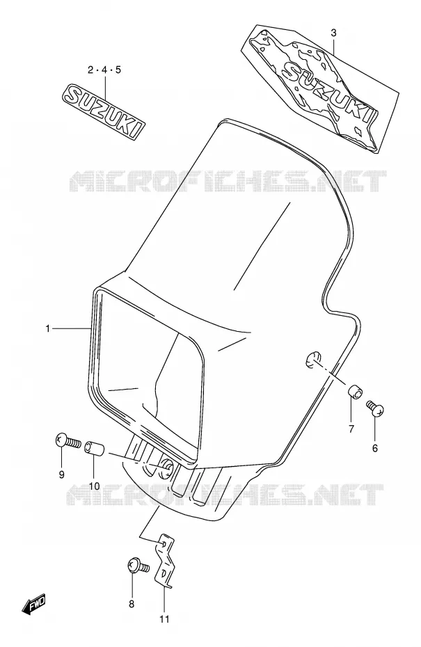 SUPPORT - CARENAGES DE PHARE (MODELE R/S/T/V/W) Suzuki MOTO 125 DR 2000  DR125SEY(E4)