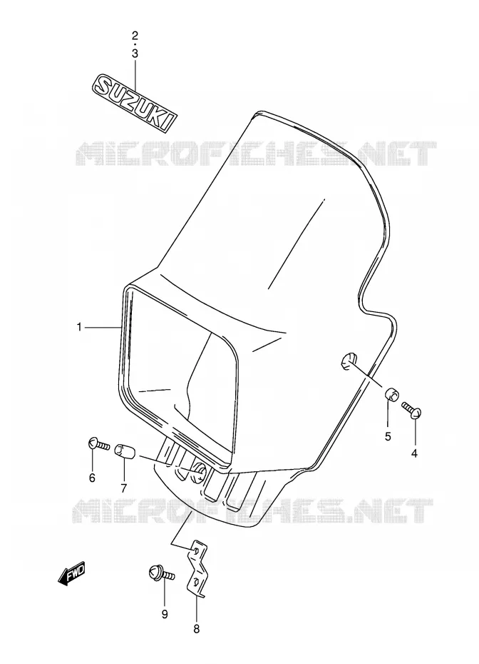 SUPPORT - CARENAGES DE PHARE (MODELE V/W/X) Suzuki MOTO 350 DR 1995  DR350SES(E2)