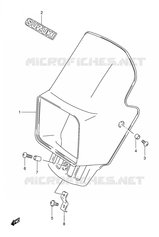 SUPPORT - CARENAGES DE PHARE (MODELE X/Y) Suzuki MOTO 125 DR 2000  DR125SEUY(E4)