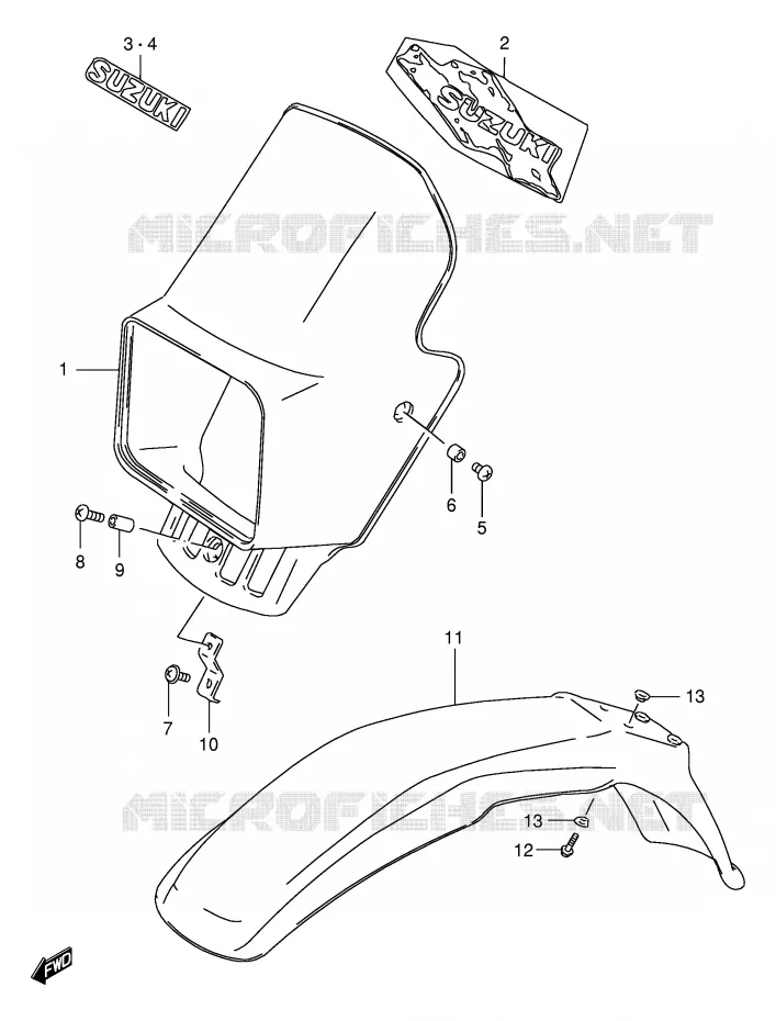SUPPORT - CARENAGES DE PHARE Suzuki MOTO 200 DR 2000  DR200SEY(E24)