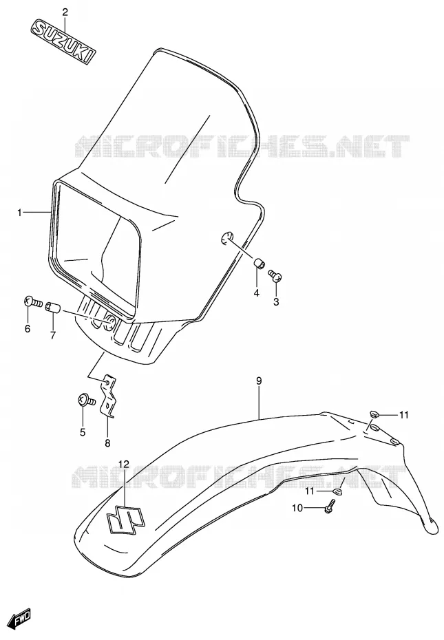 SUPPORT - CARENAGES DE PHARE Suzuki MOTO 200 DR 2004  DR200SEK4(E3/E28)