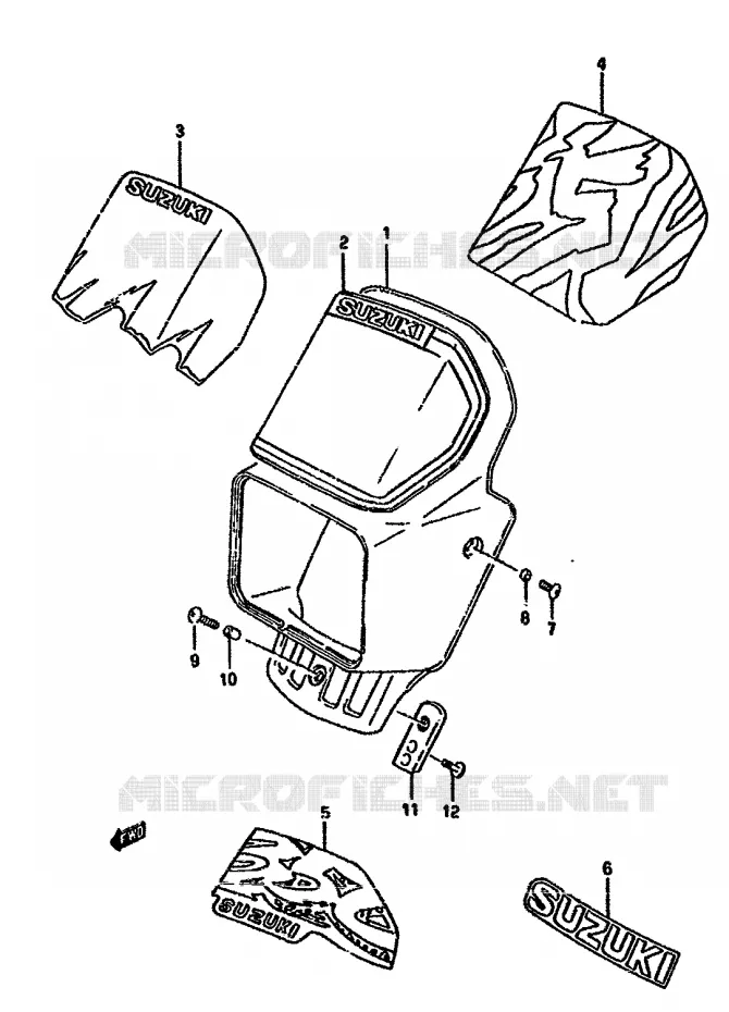 SUPPORT - CARENAGES DE PHARE Suzuki MOTO 350 DR 1992  DR350SN(L/M/N/P/R)