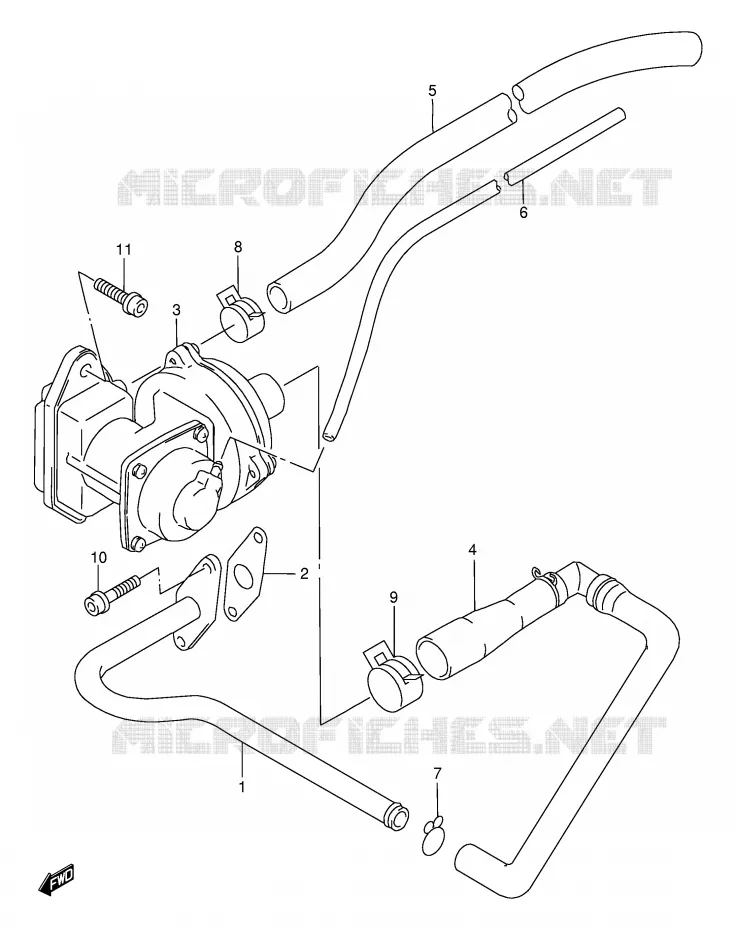 SYSTEME RECYCLAGE GAZ ECHAPPEMENT (E18) Suzuki MOTO 650 DR 1997  DR650SEV(E4)
