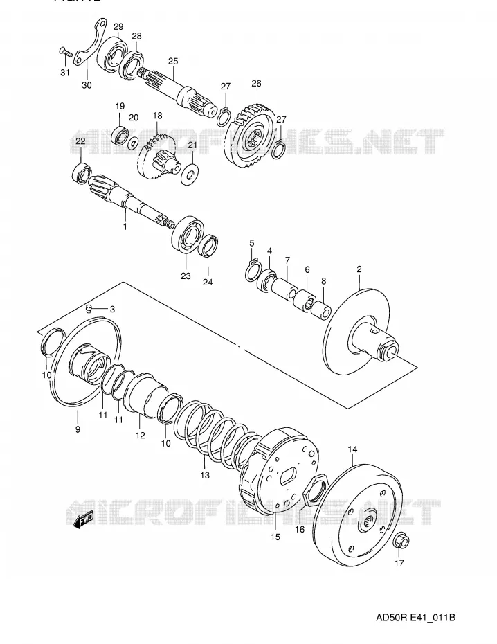 TRANSMISSION (2) (MODELE R) Suzuki SCOOTER 50 AD 1989  AD50WK(E41)