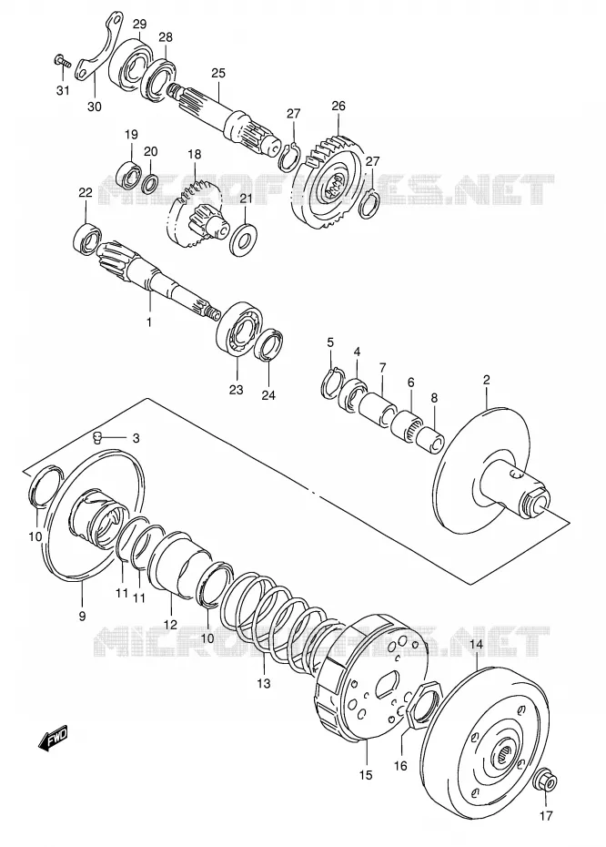TRANSMISSION (2)(MODELE P:F.NO.100296~/MODELE R) Suzuki SCOOTER 50 AE 1996  AE50KT(E1)