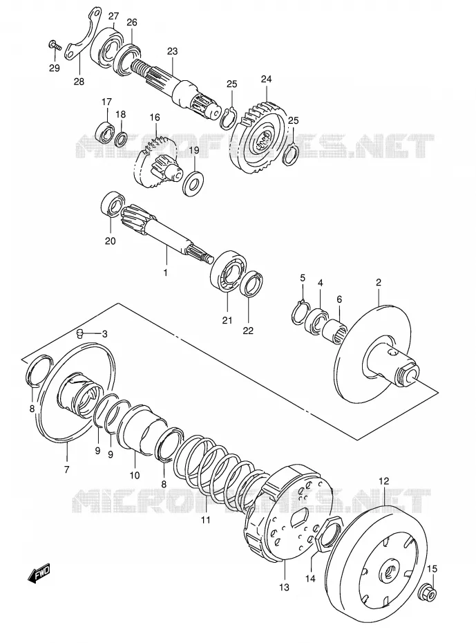 TRANSMISSION (2)(MODELE T) Suzuki SCOOTER 50 AE 1990  AE50L(E1)